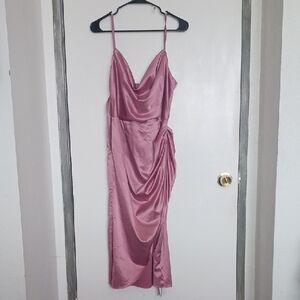 Marthea Dusty PINK STRETCHY SATIN- LIKE DRESSY DRESS XL